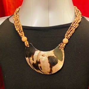 Leopard gold/black choker, beaded.